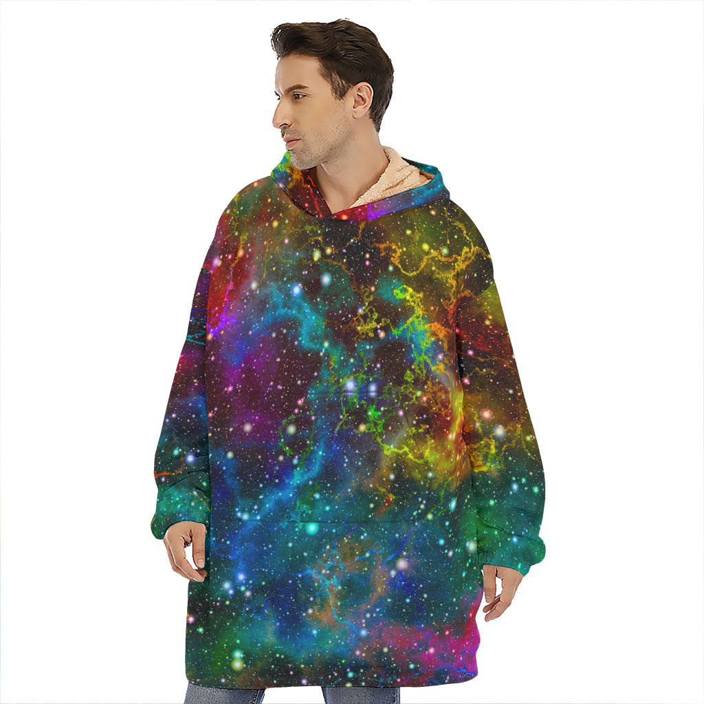 Abstract Colorful Galaxy Space Print Hoodie Blanket