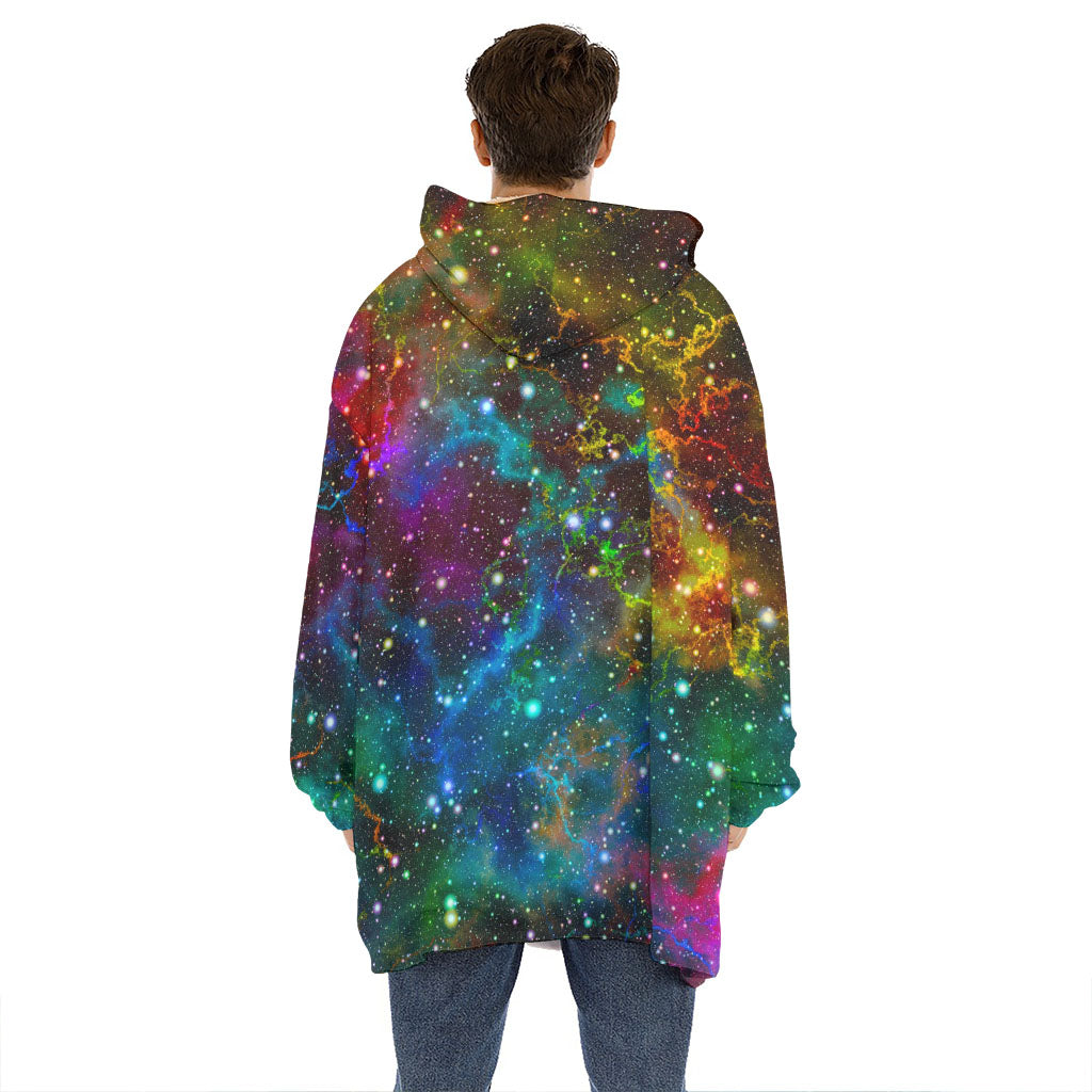 Abstract Colorful Galaxy Space Print Hoodie Blanket