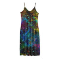 Abstract Colorful Galaxy Space Print Jersey Midi Cami Dress
