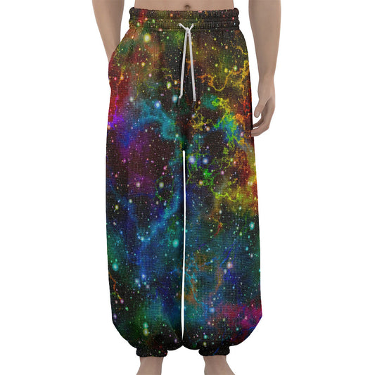 Abstract Colorful Galaxy Space Print Lantern Pants