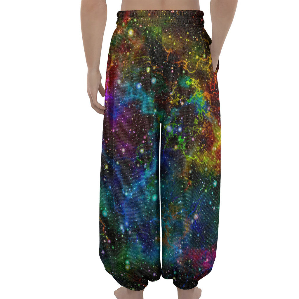 Abstract Colorful Galaxy Space Print Lantern Pants