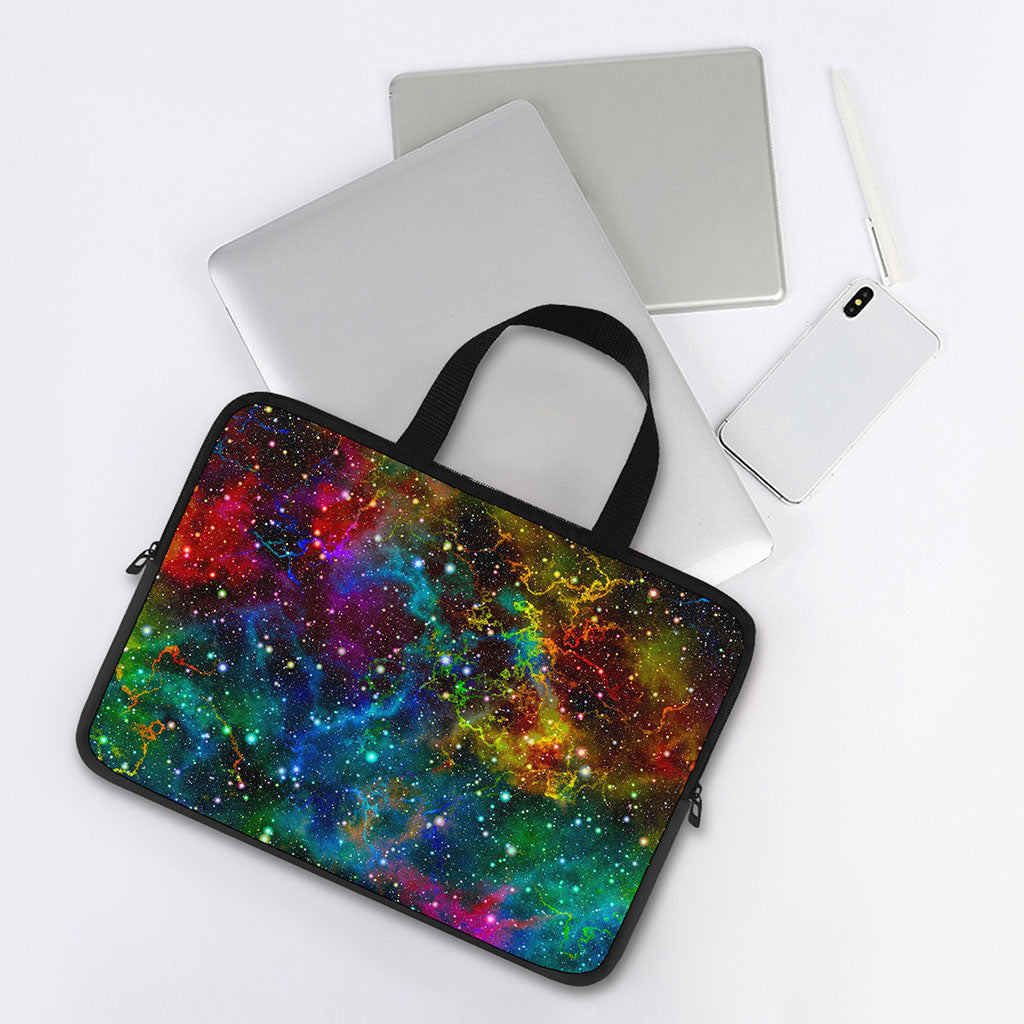 Abstract Colorful Galaxy Space Print Laptop Sleeve With Handle