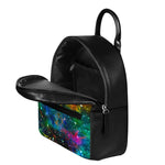 Abstract Colorful Galaxy Space Print Leather Backpack