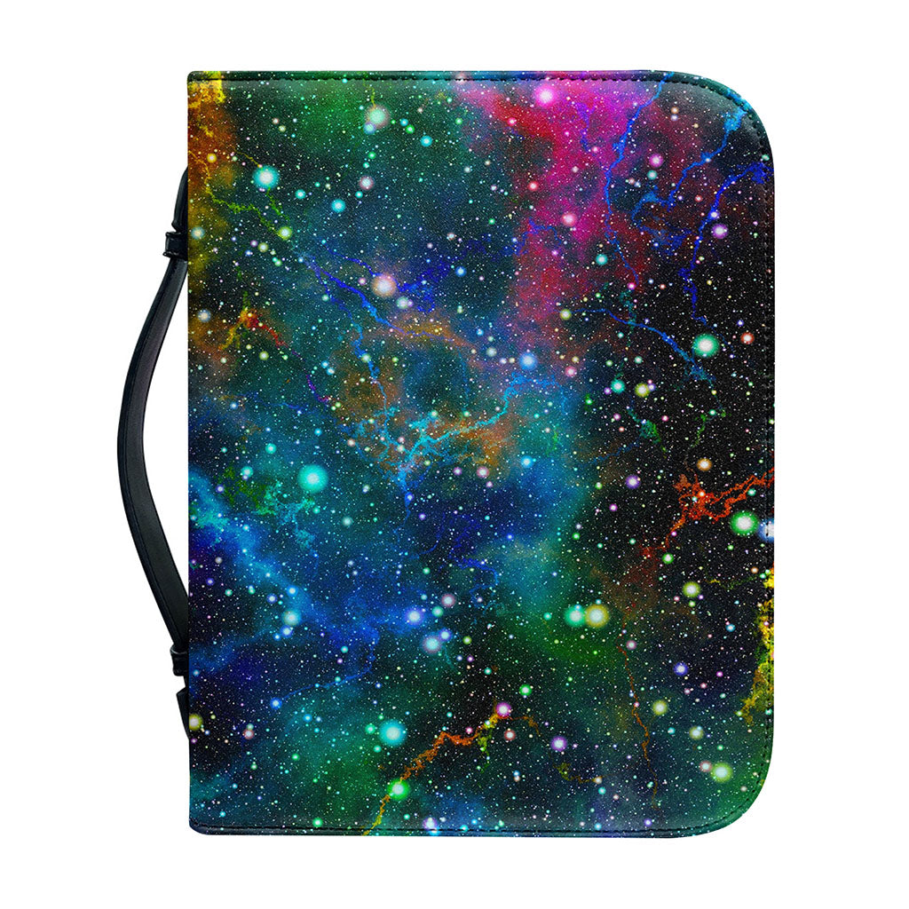 Abstract Colorful Galaxy Space Print Leather Bible Cover