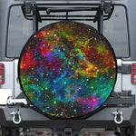 Abstract Colorful Galaxy Space Print Leather Spare Tire Cover