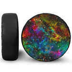 Abstract Colorful Galaxy Space Print Leather Spare Tire Cover