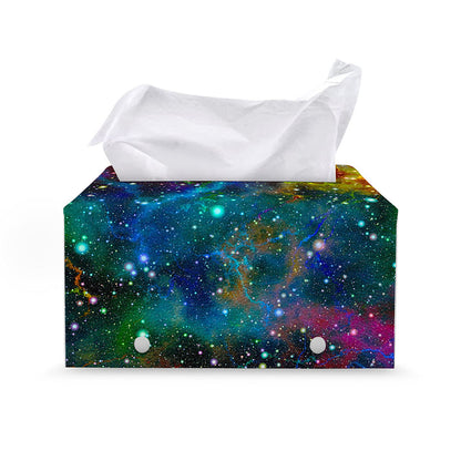 Abstract Colorful Galaxy Space Print Leather Tissue Box Cover