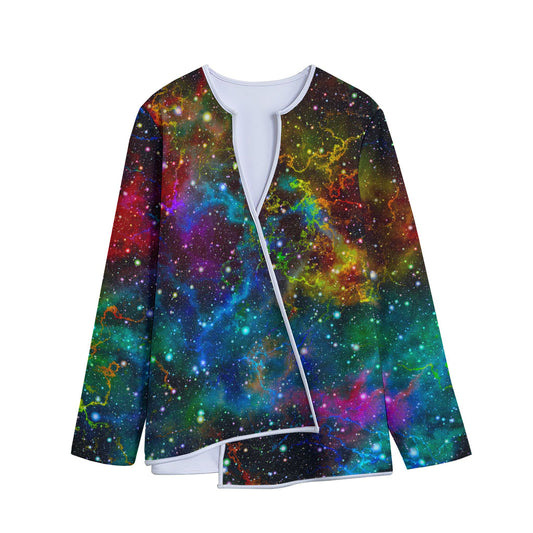 Abstract Colorful Galaxy Space Print Long Sleeve Short Coat