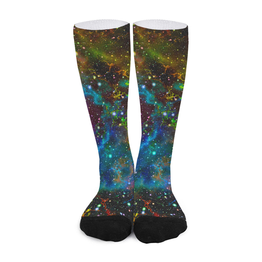 Abstract Colorful Galaxy Space Print Long Socks