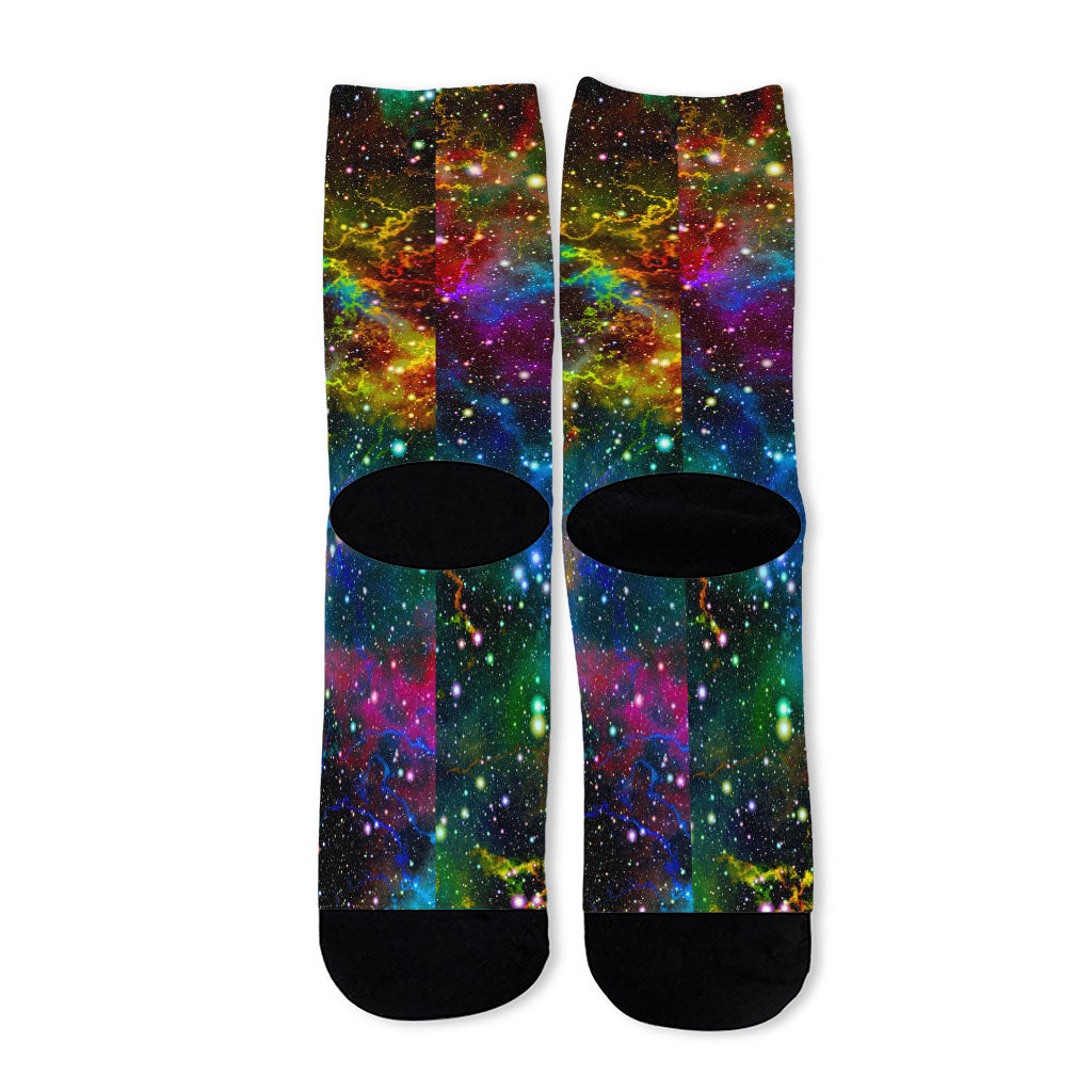 Abstract Colorful Galaxy Space Print Long Socks