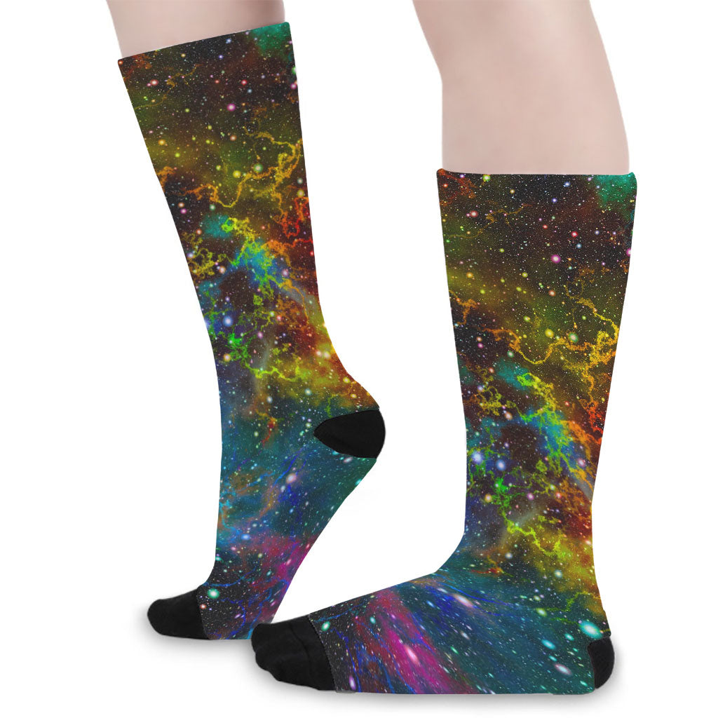 Abstract Colorful Galaxy Space Print Long Socks