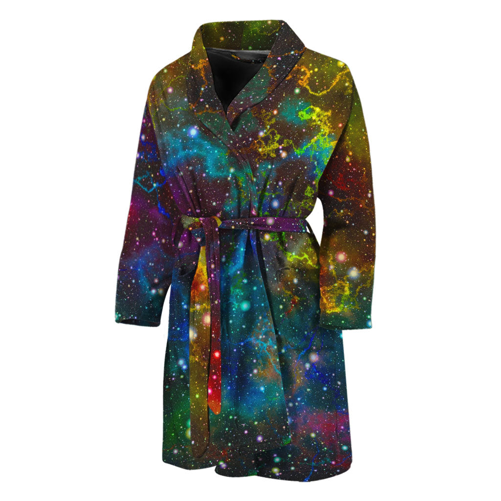 Abstract Colorful Galaxy Space Print Men's Bathrobe