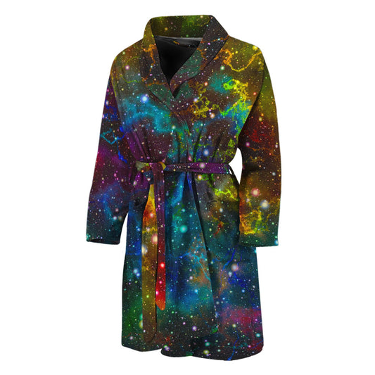 Abstract Colorful Galaxy Space Print Men's Bathrobe