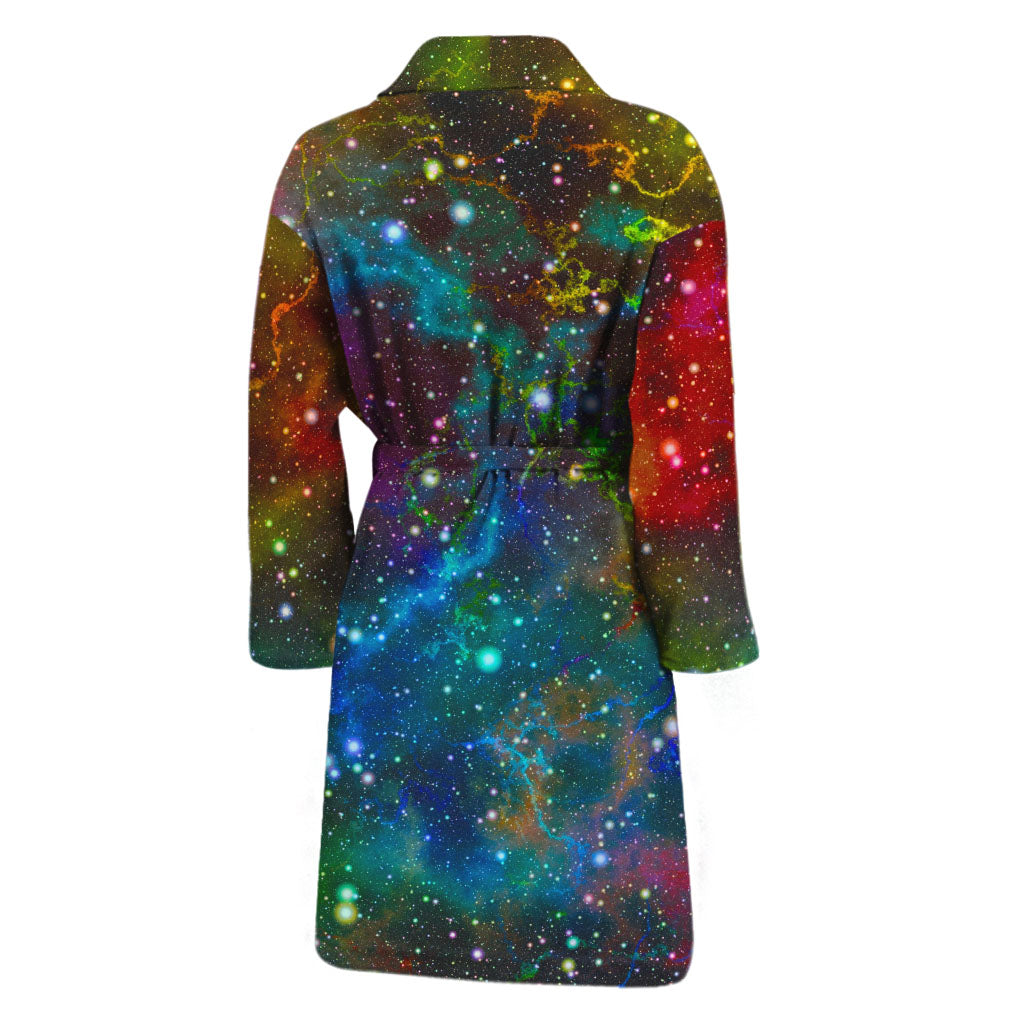 Abstract Colorful Galaxy Space Print Men's Bathrobe
