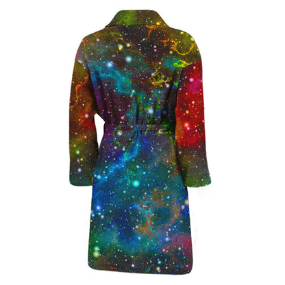 Abstract Colorful Galaxy Space Print Men's Bathrobe