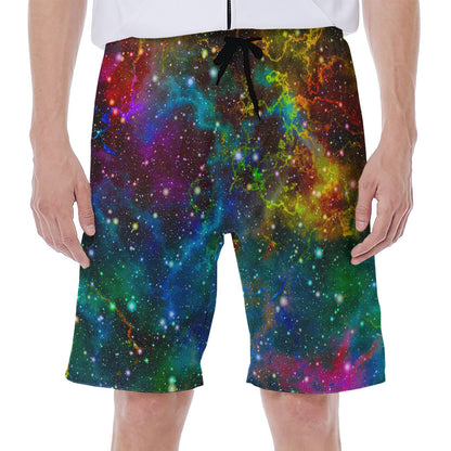 Abstract Colorful Galaxy Space Print Men's Beach Shorts