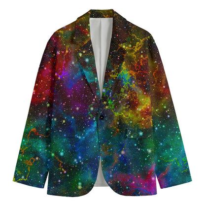 Abstract Colorful Galaxy Space Print Men's Blazer
