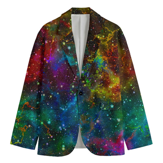 Abstract Colorful Galaxy Space Print Men's Blazer