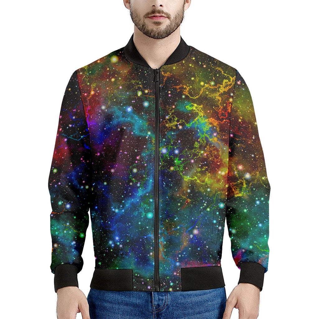 Abstract Colorful Galaxy Space Print Men's Bomber Jacket