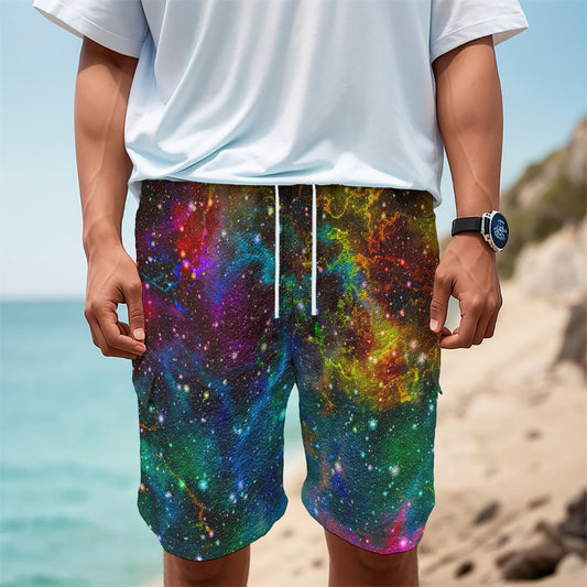 Abstract Colorful Galaxy Space Print Men's Cargo Shorts