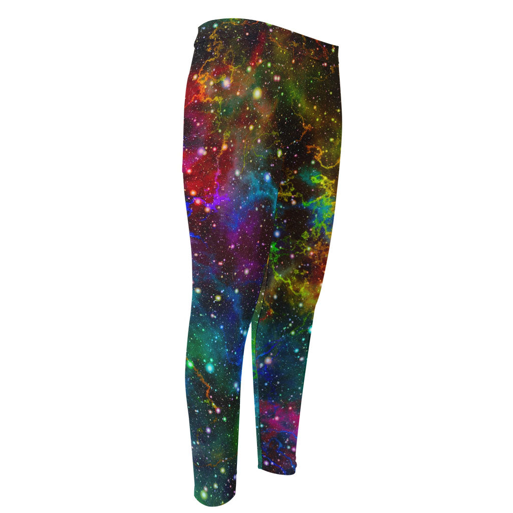 Abstract Colorful Galaxy Space Print Men's Compression Pants