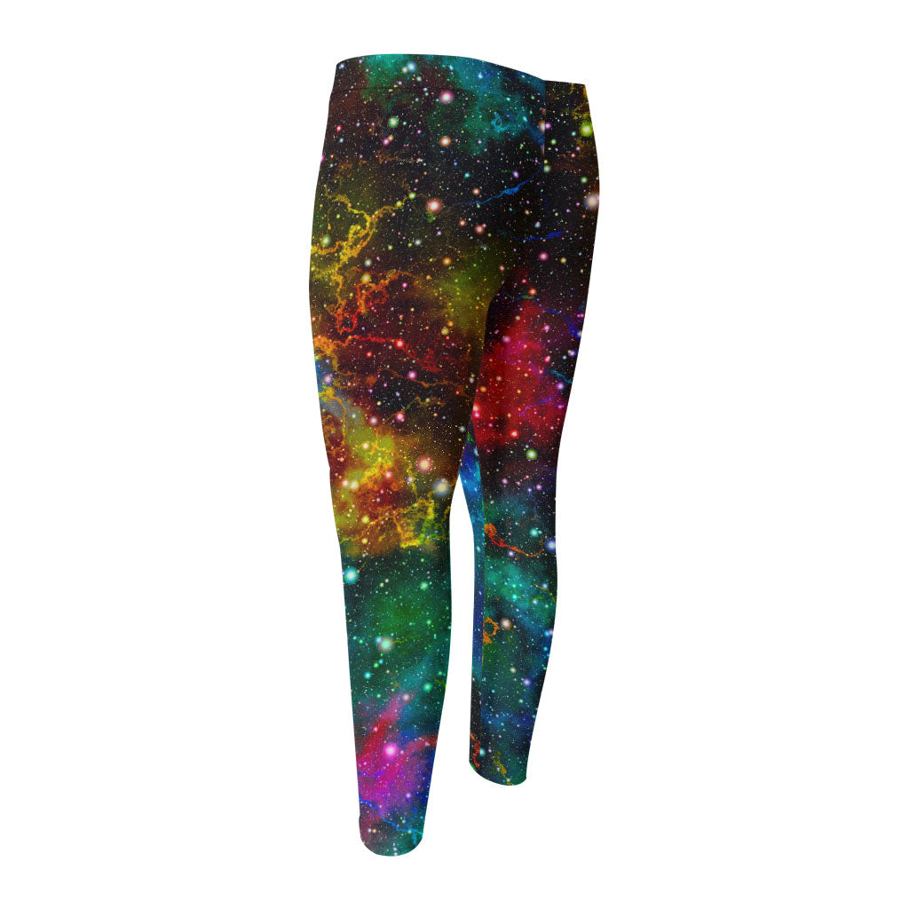 Abstract Colorful Galaxy Space Print Men's Compression Pants
