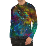Abstract Colorful Galaxy Space Print Men's Long Sleeve Rash Guard