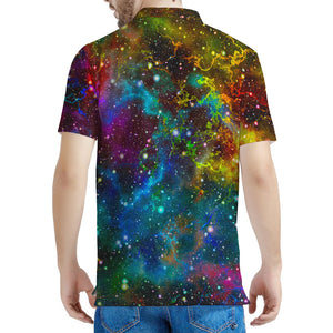 Abstract Colorful Galaxy Space Print Men's Polo Shirt