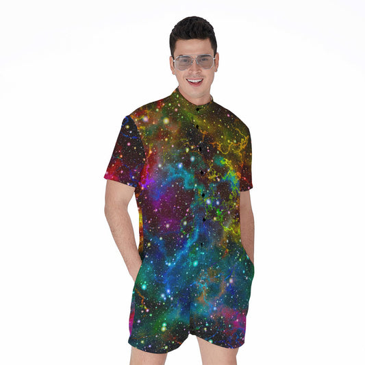 Abstract Colorful Galaxy Space Print Men's Rompers