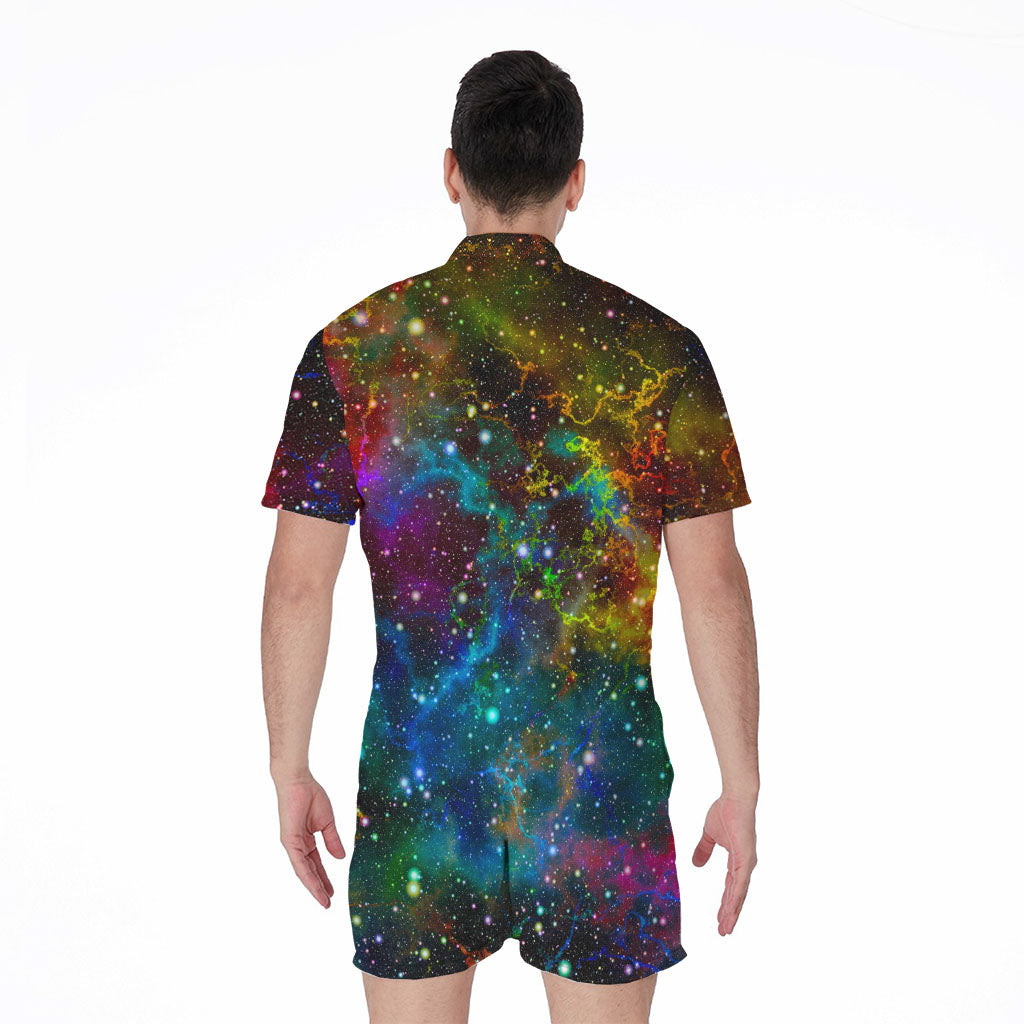 Abstract Colorful Galaxy Space Print Men's Rompers