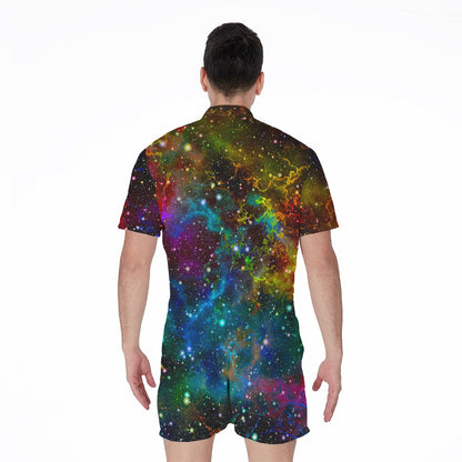 Abstract Colorful Galaxy Space Print Men's Rompers