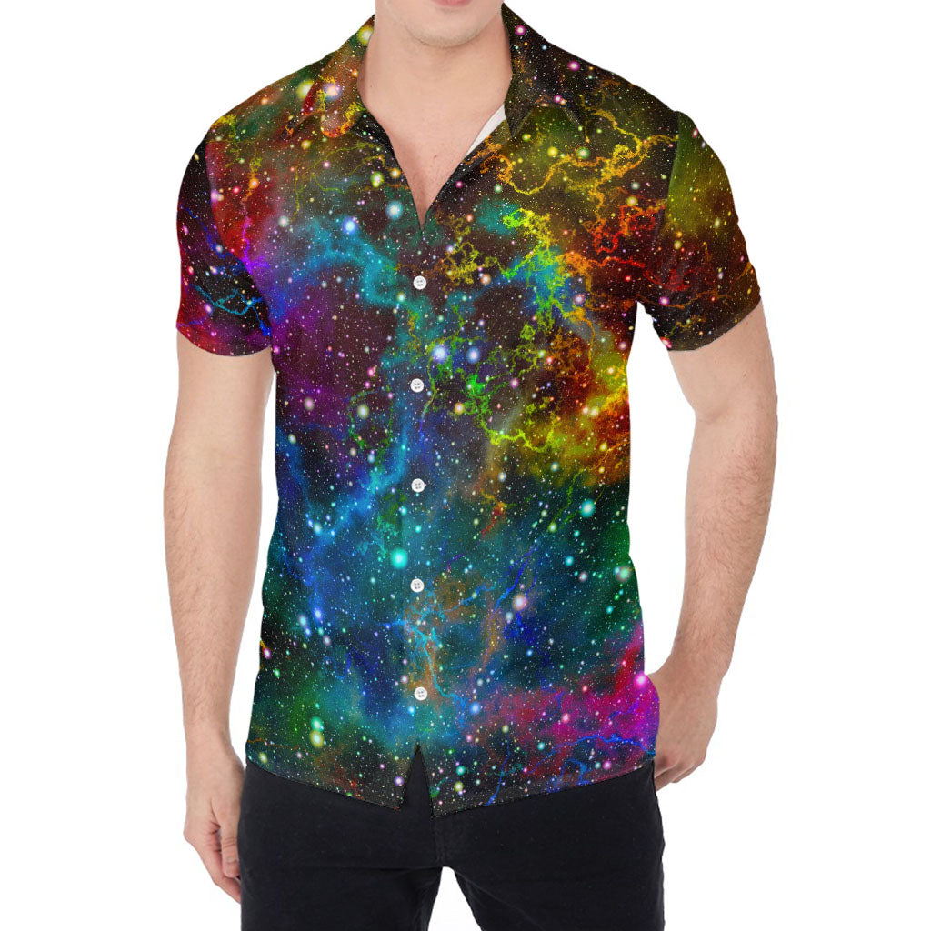 Abstract Colorful Galaxy Space Print Men's Shirt