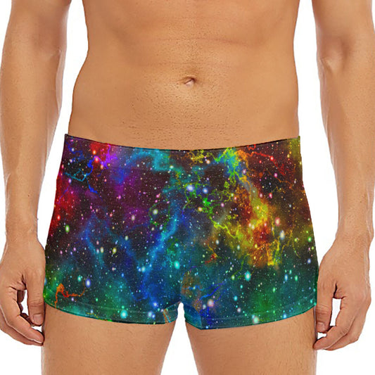 Abstract Colorful Galaxy Space Print Men's Short Boxer Briefs