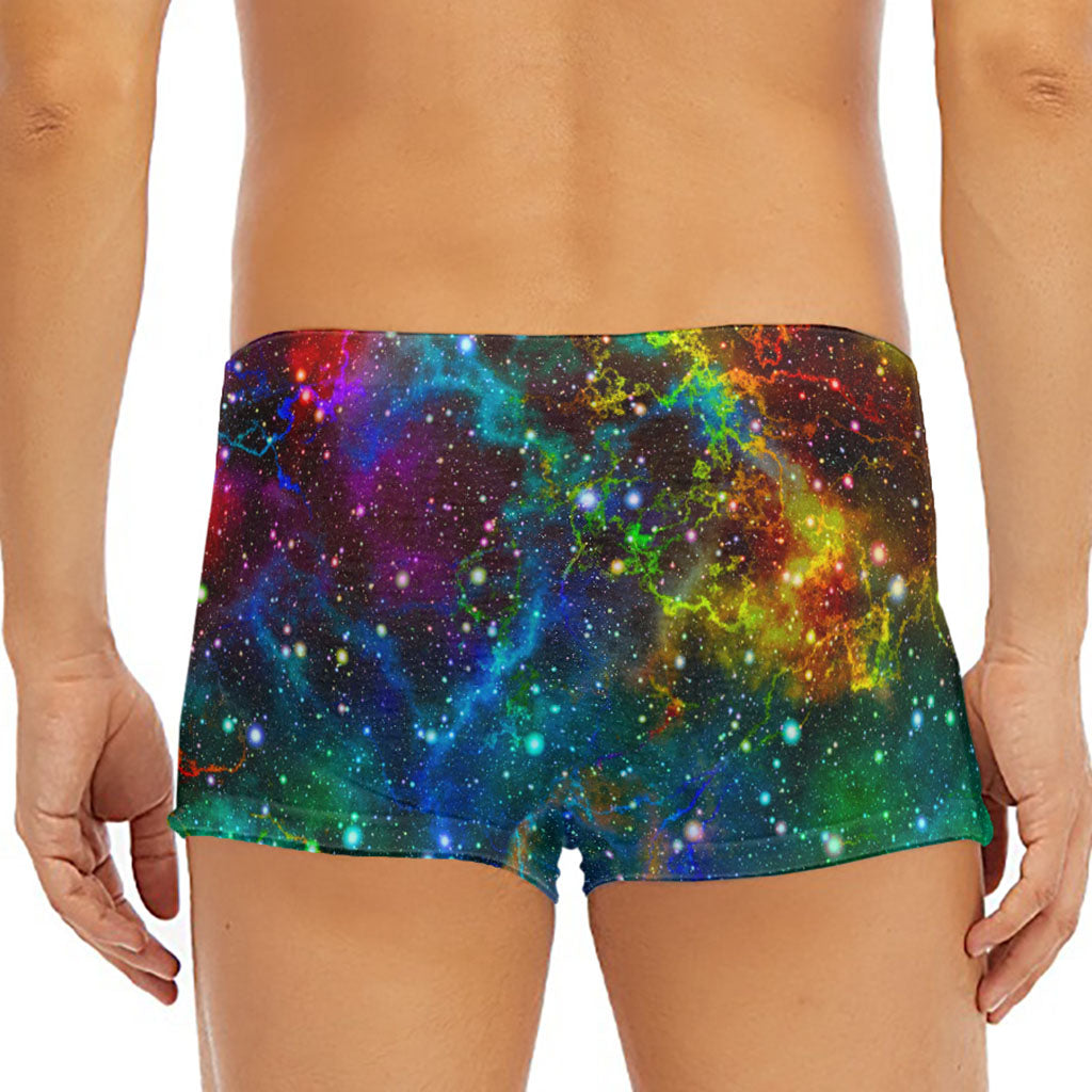 Abstract Colorful Galaxy Space Print Men's Short Boxer Briefs