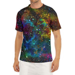 Abstract Colorful Galaxy Space Print Men's Short Sleeve Rash Guard