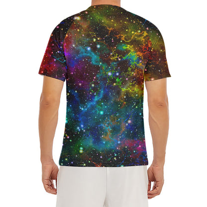 Abstract Colorful Galaxy Space Print Men's Short Sleeve Rash Guard