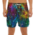 Abstract Colorful Galaxy Space Print Men's Split Running Shorts