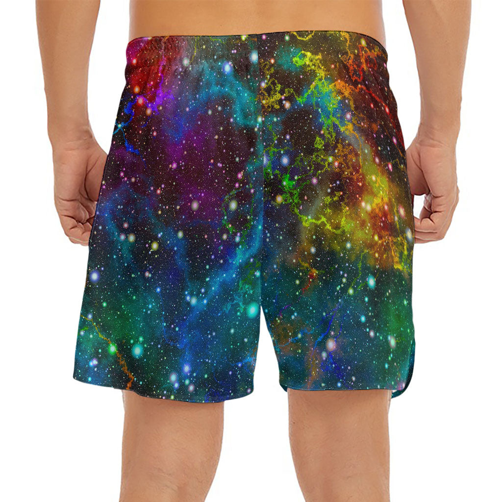 Abstract Colorful Galaxy Space Print Men's Split Running Shorts