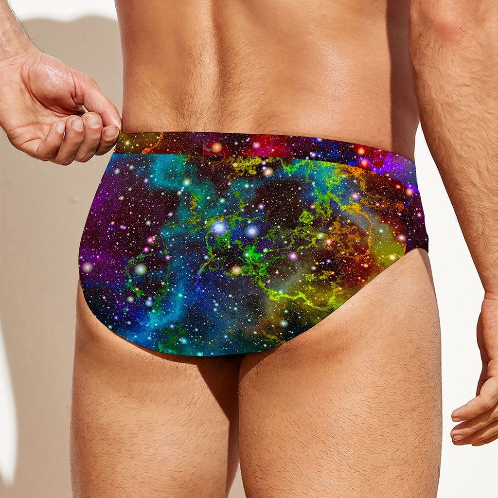 Abstract Colorful Galaxy Space Print Men's Swim Briefs