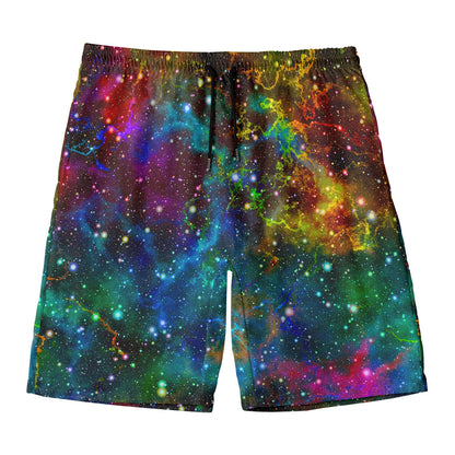 Abstract Colorful Galaxy Space Print Men's Swim Trunks