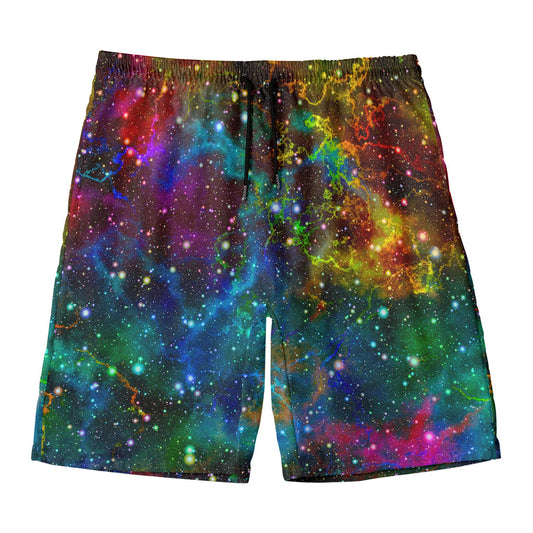 Abstract Colorful Galaxy Space Print Men's Swim Trunks