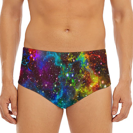 Abstract Colorful Galaxy Space Print Men's Triangle Swim Briefs
