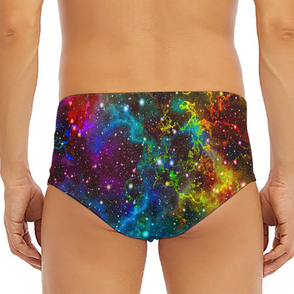 Abstract Colorful Galaxy Space Print Men's Triangle Swim Briefs
