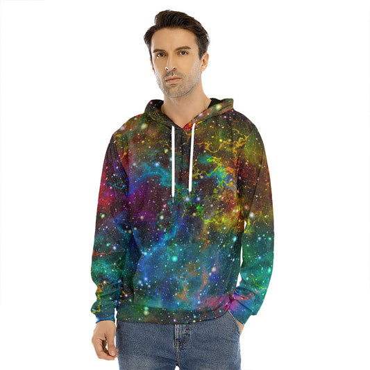 Abstract Colorful Galaxy Space Print Men's Velvet Pullover Hoodie