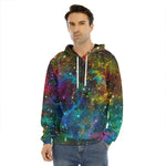 Abstract Colorful Galaxy Space Print Men's Velvet Pullover Hoodie