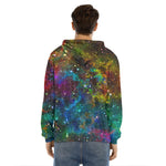 Abstract Colorful Galaxy Space Print Men's Velvet Pullover Hoodie