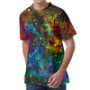 Abstract Colorful Galaxy Space Print Men's Velvet T-Shirt