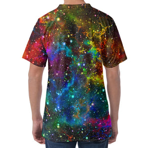 Abstract Colorful Galaxy Space Print Men's Velvet T-Shirt