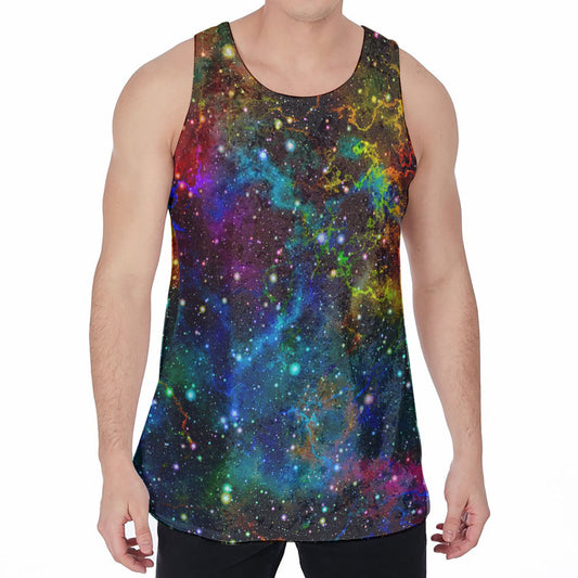 Abstract Colorful Galaxy Space Print Men's Velvet Tank Top