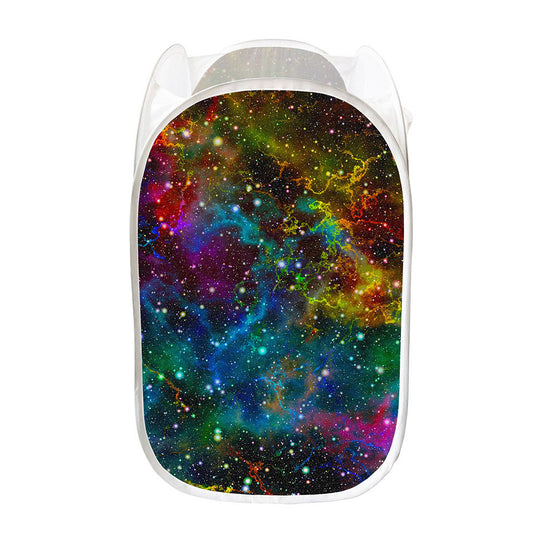 Abstract Colorful Galaxy Space Print Mesh Laundry Hamper